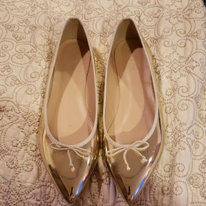 Gold Metallic J Crew Flats